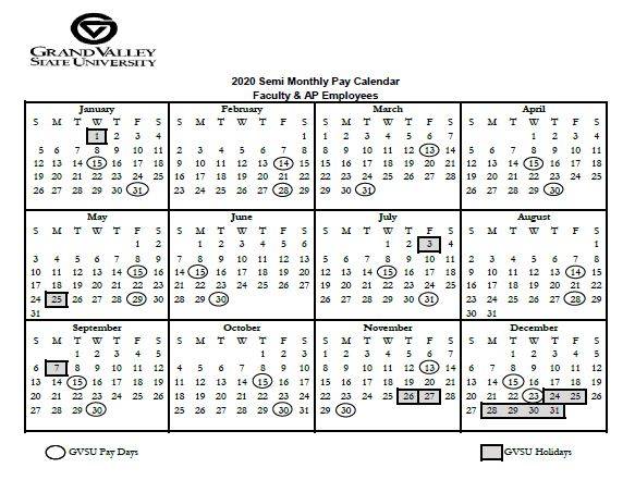 gvsu academic calendar 2021 22 Pay And Holiday Calendars Payroll Office Grand Valley State University gvsu academic calendar 2021 22